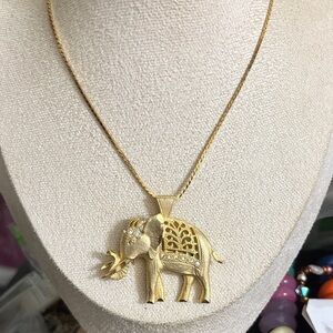 Gold Elephant Pendant Necklace